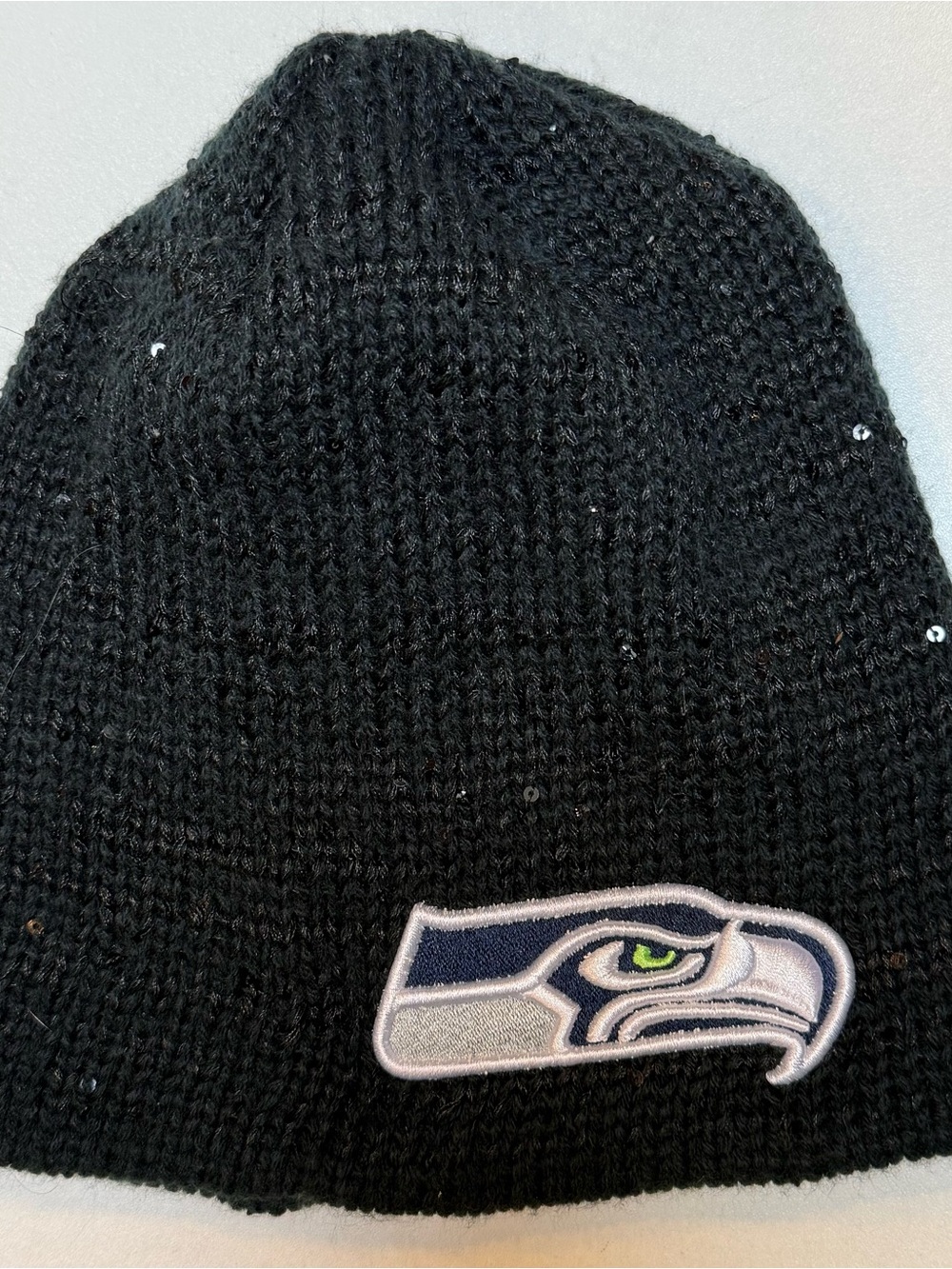 New Era Seattle Seahawks Black Knit Beanie with Team Logo